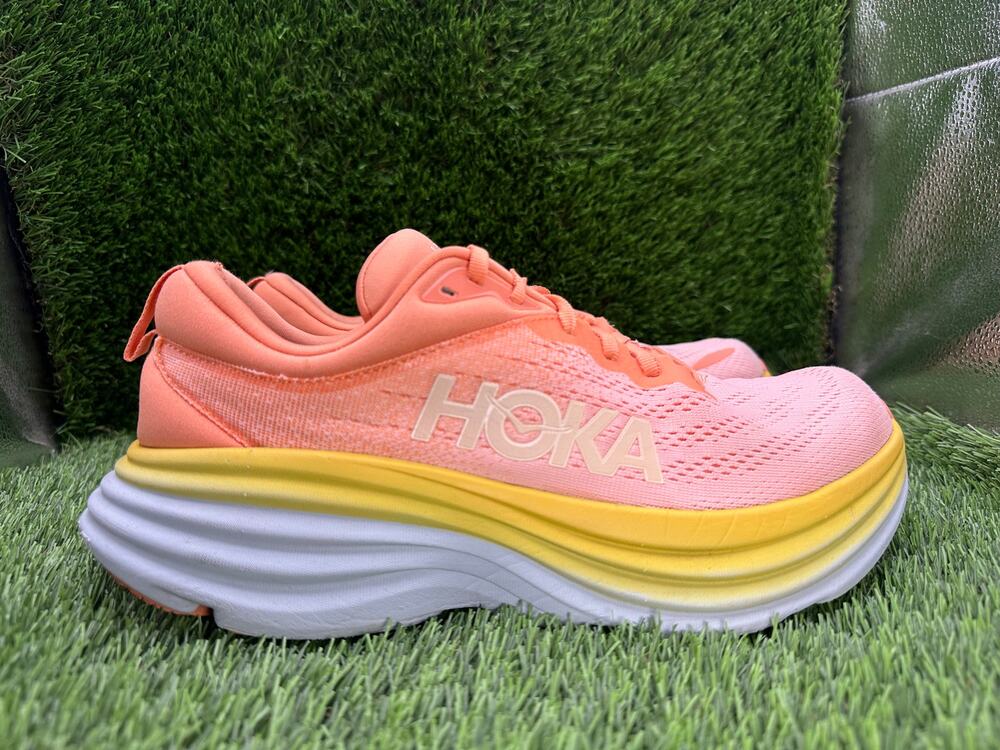 Hoka One One Bondi 8 1127952-SCPP Athletic Sneaker Womens 9B Orange Mesh Running